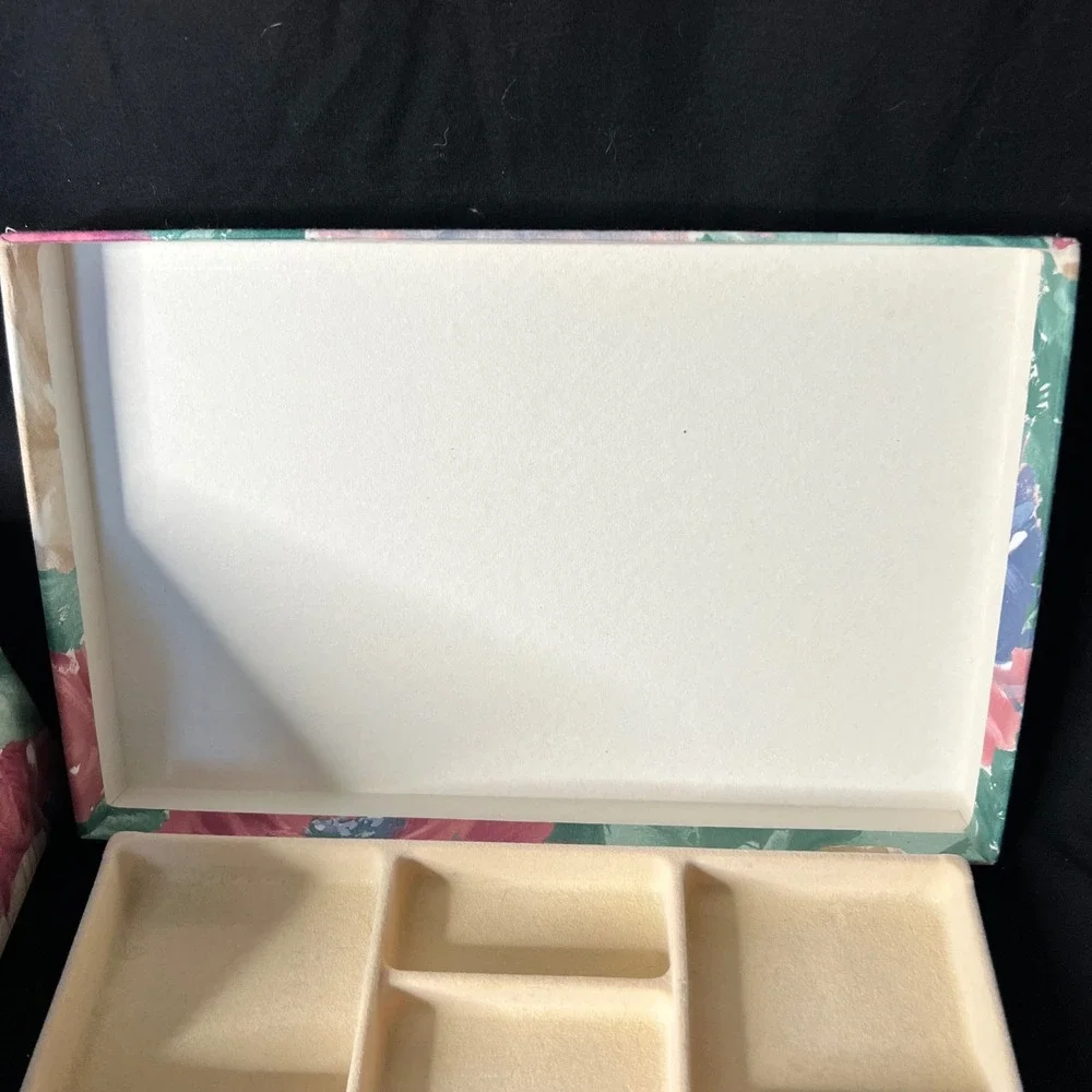 Vintage Floral Fabric Covered Jewelry Box \ Cottagecore Grandma